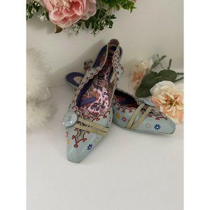 COPY - Irregular Choice Embroidered Kitten Heel Shoes EUC